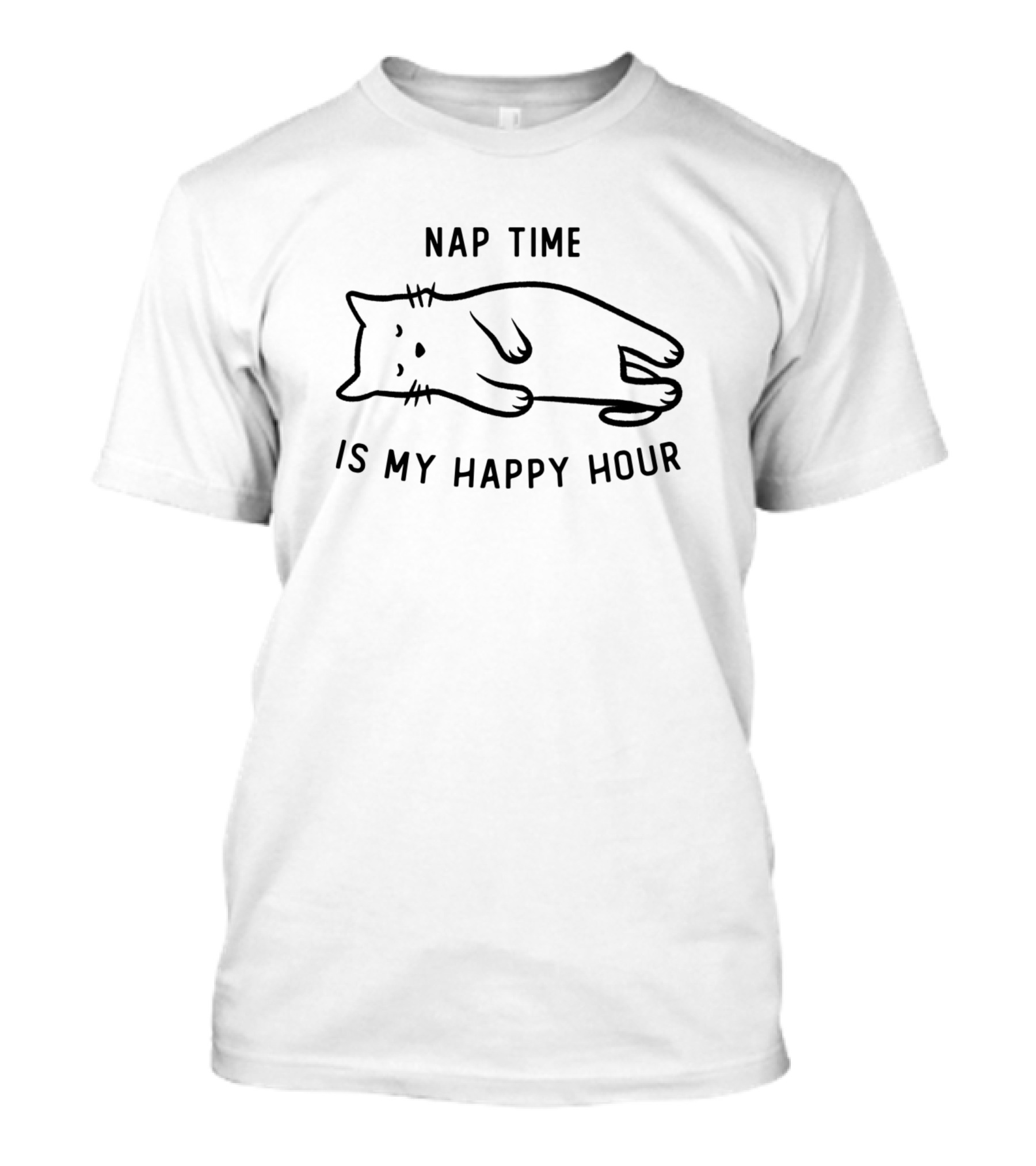Nap Time Is My Happy Hour Funny Cat Relaxing T-Shirt