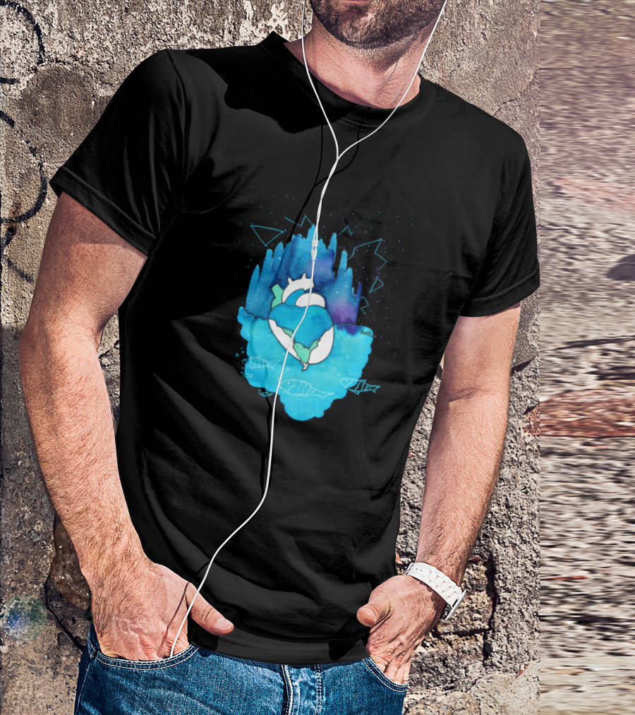 Aquatic Heart Child Watercolor Ocean Heart With Fish T-Shirt