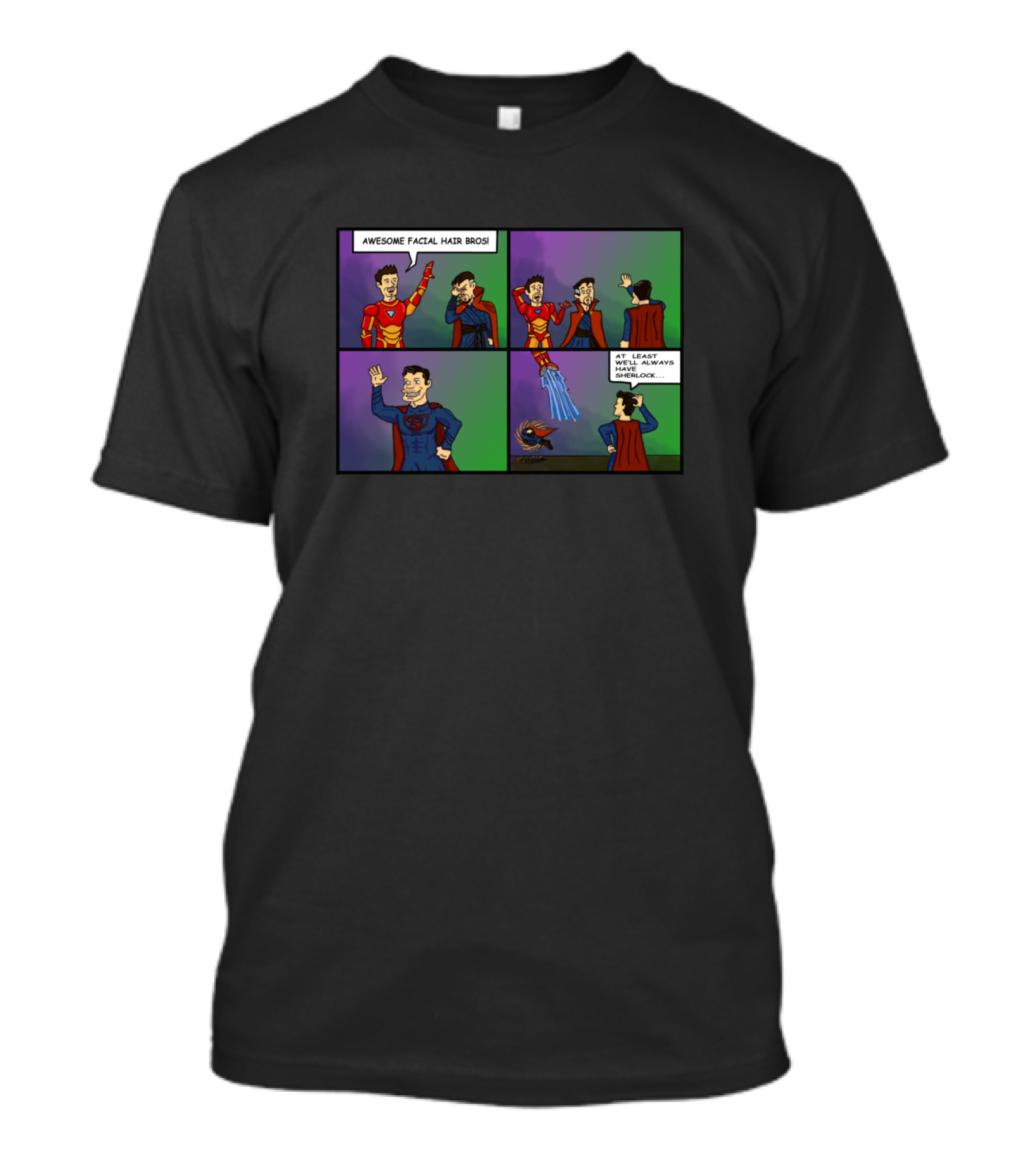 Awesome Facial Hair Bros Superman Beard Laser Battle T-Shirt