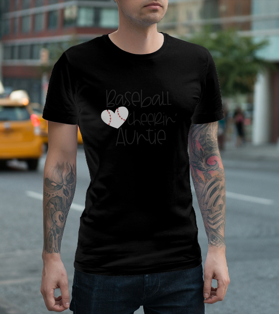 Baseball Cheerin Auntie Heartball T-Shirt