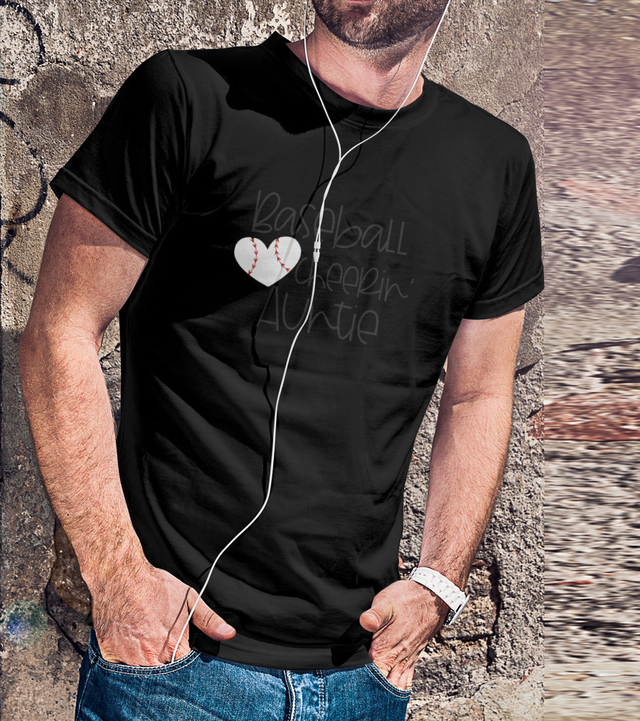 Baseball Cheerin Auntie Heartball T-Shirt