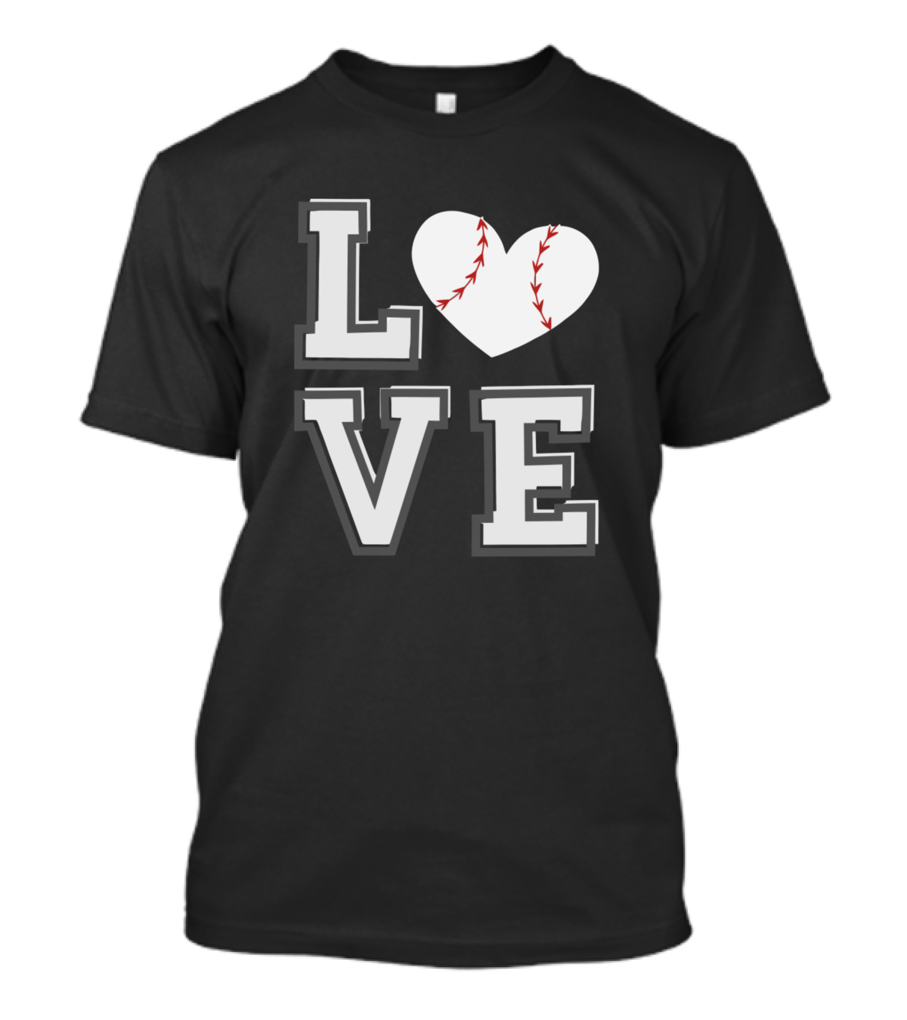 LOVE Baseball Heart Stitching Sports T-Shirt