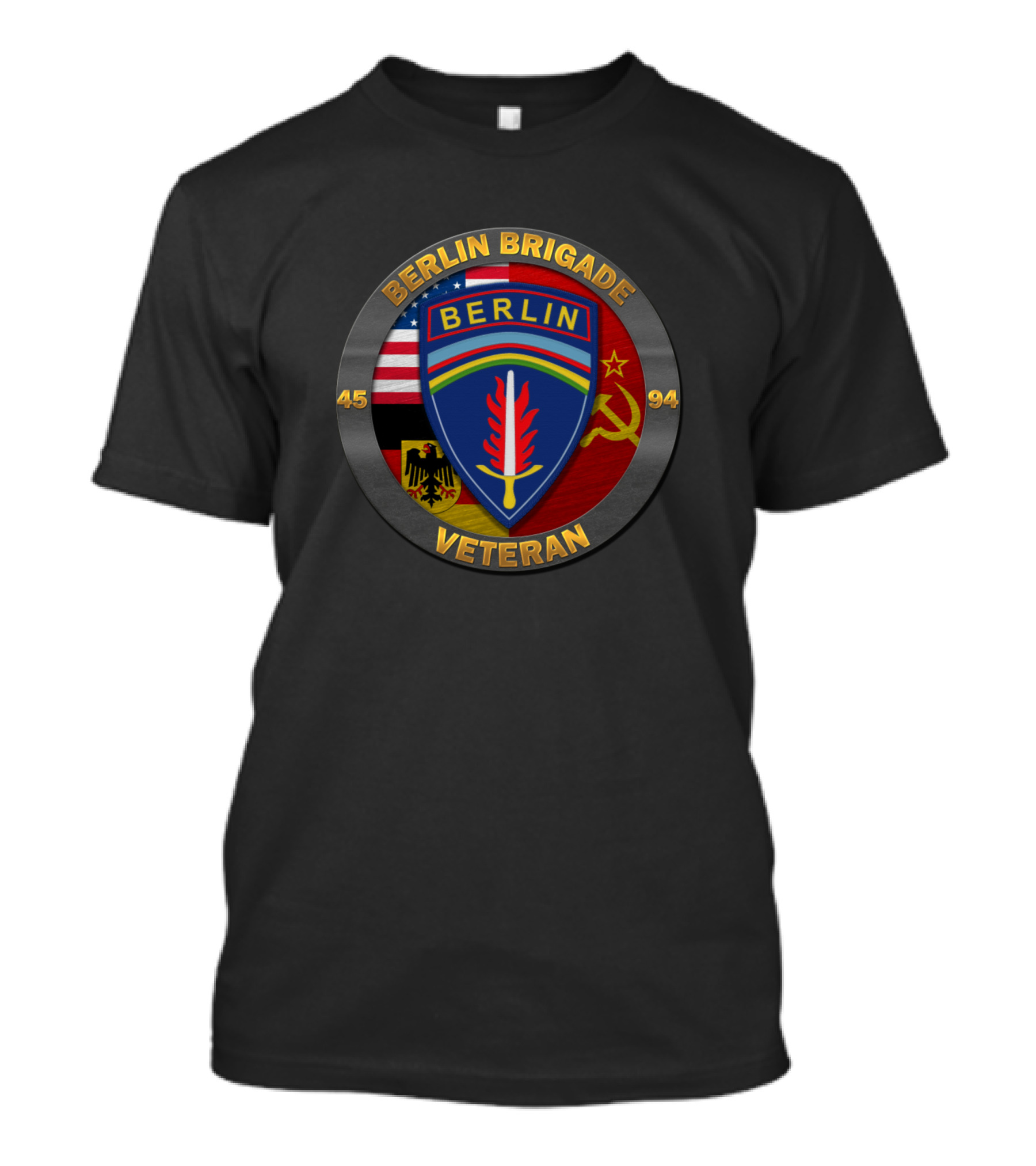 Berlin Brigade Veteran 1945-1994 Emblem With Flags And Symbols T-Shirt