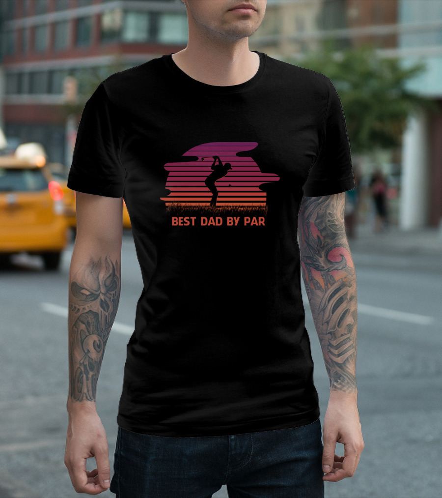 Best Dad By Par Golf Silhouette Sunset T-Shirt