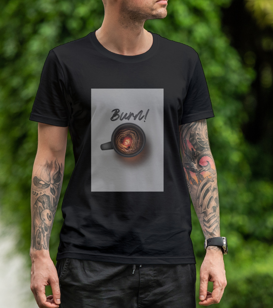 Burn Coffee Heart Fire Swirl T-Shirt