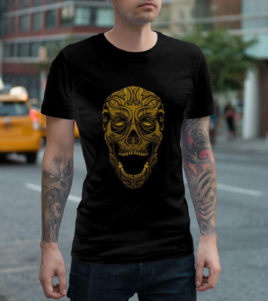 Carver Skull With Ornate Intricate T-Shirt