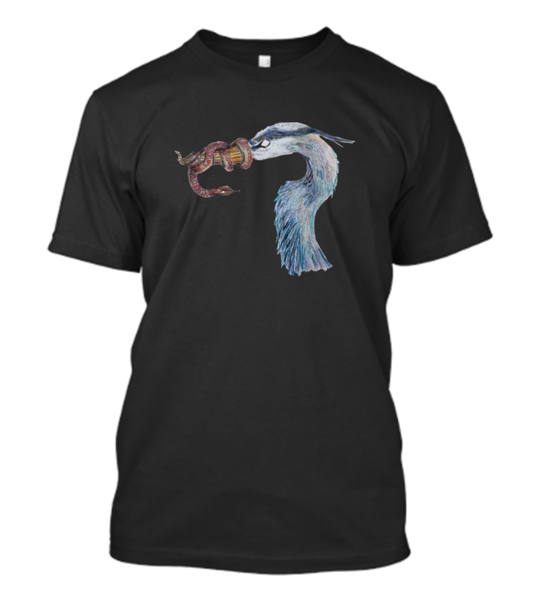 Heron And Snake Clash In 'Eat Or Be Eaten' T-Shirt