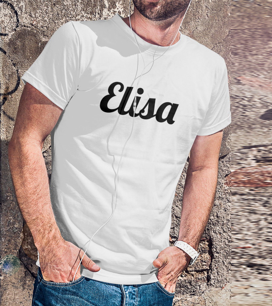 Elisa Text Black Bold Cursive Font T-Shirt