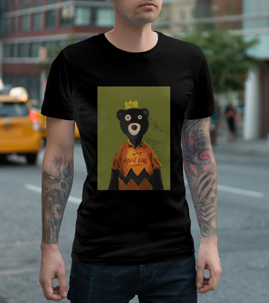 Fake King Bear in Crown with Zigzag T-Shirt