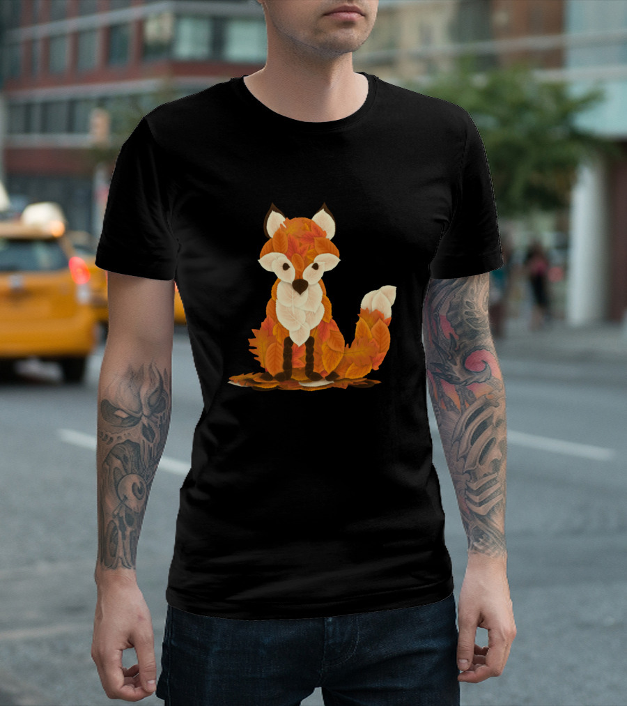 Fall Fox Autumn Leaves Fur Forest Charm T-Shirt