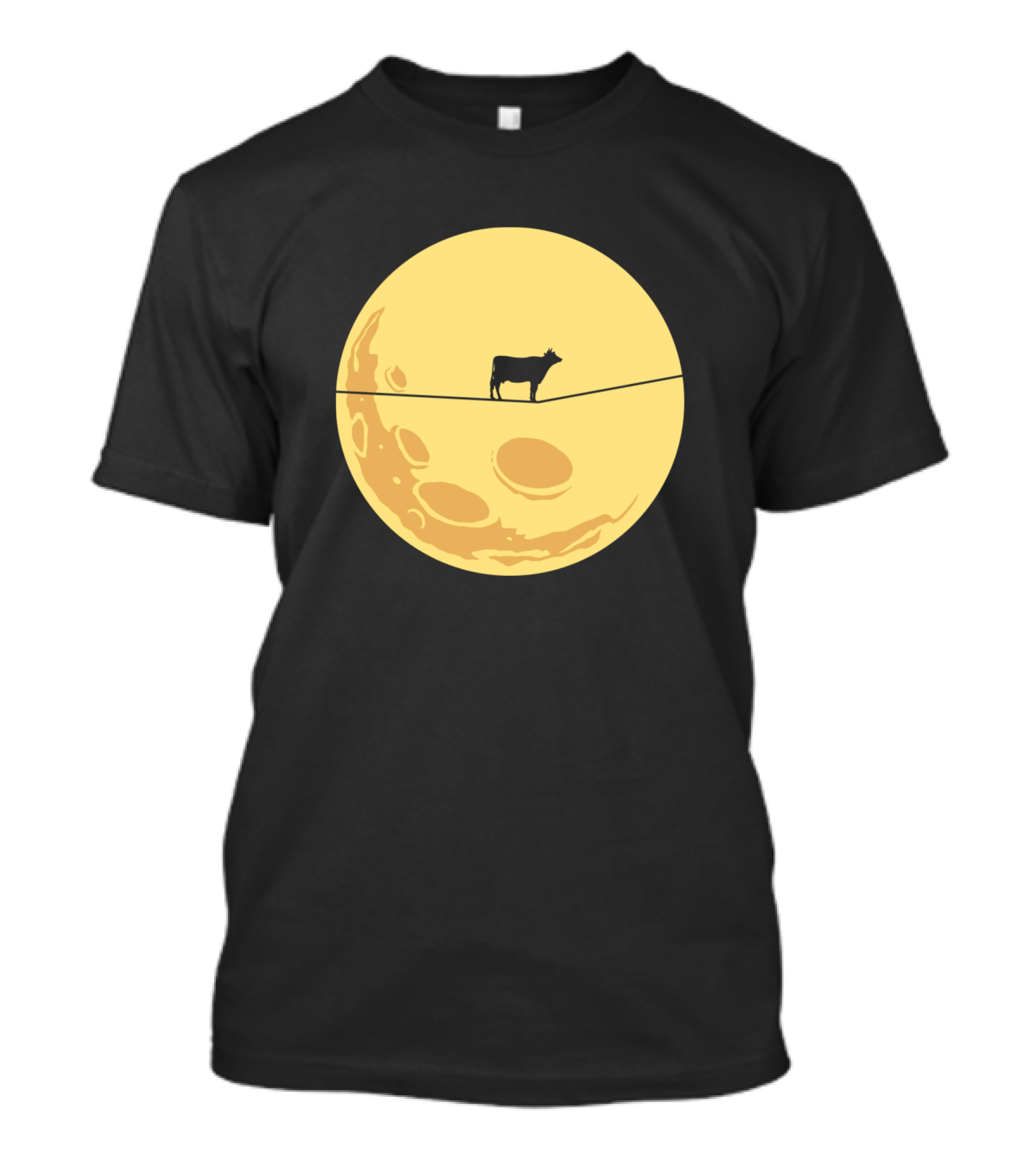 Cow Walking On Tightrope Against Full Moon T-Shirt