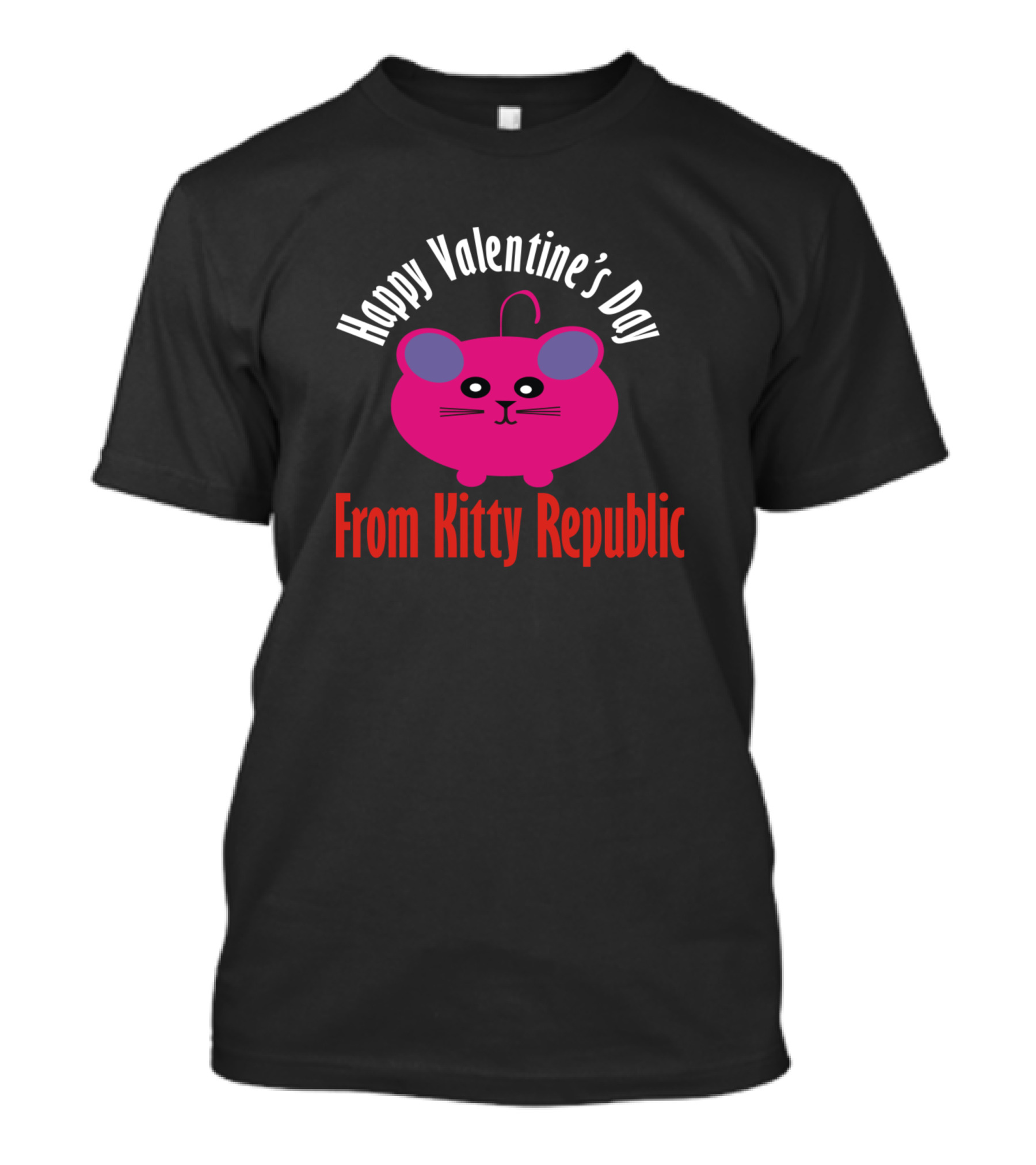 Happy Valentine's Day From Kitty Republic Cute Pink Mouse T-Shirt
