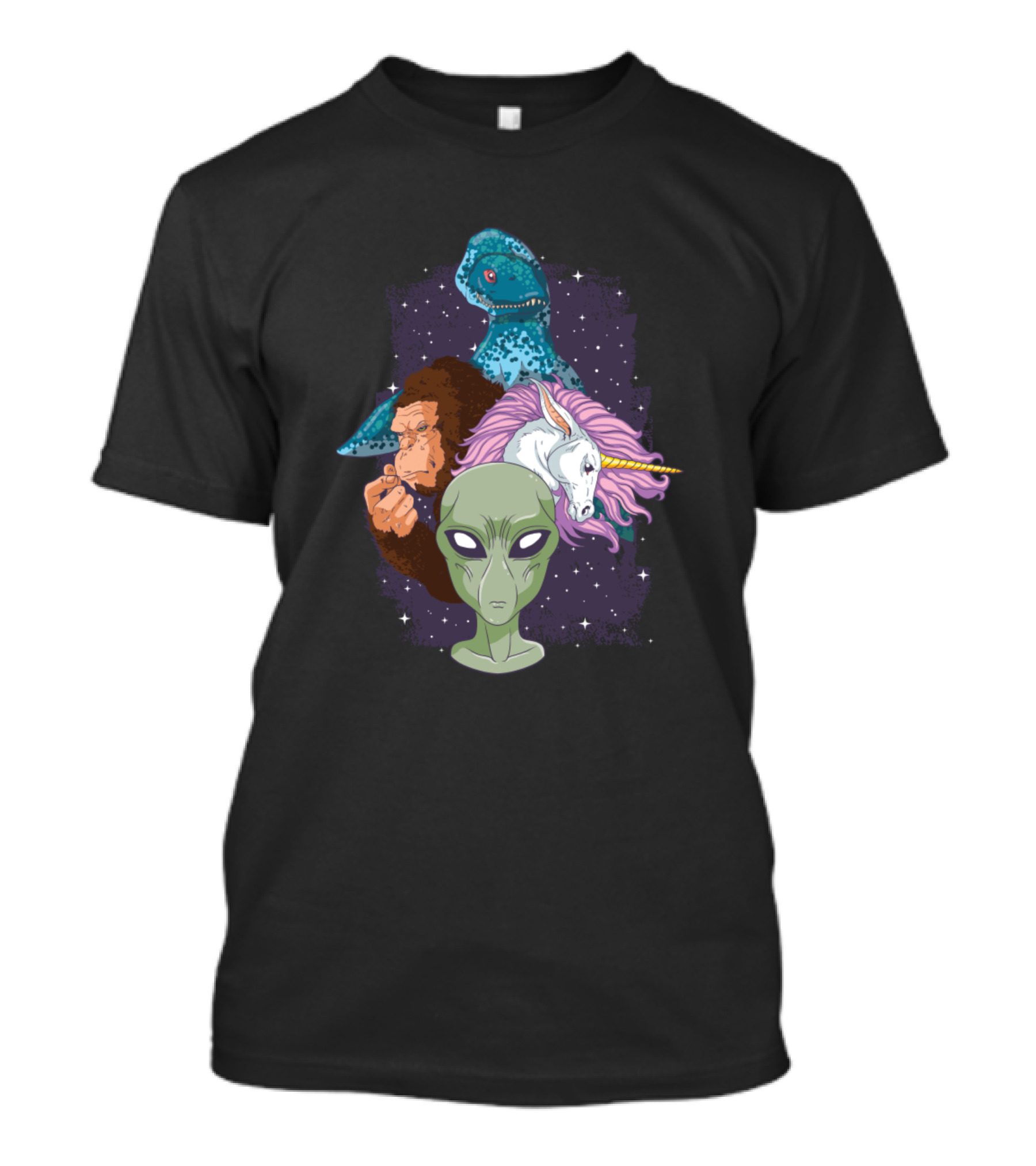 Imaginary Animals Monkey Alien Unicorn Loch Ness Monster T-Shirt