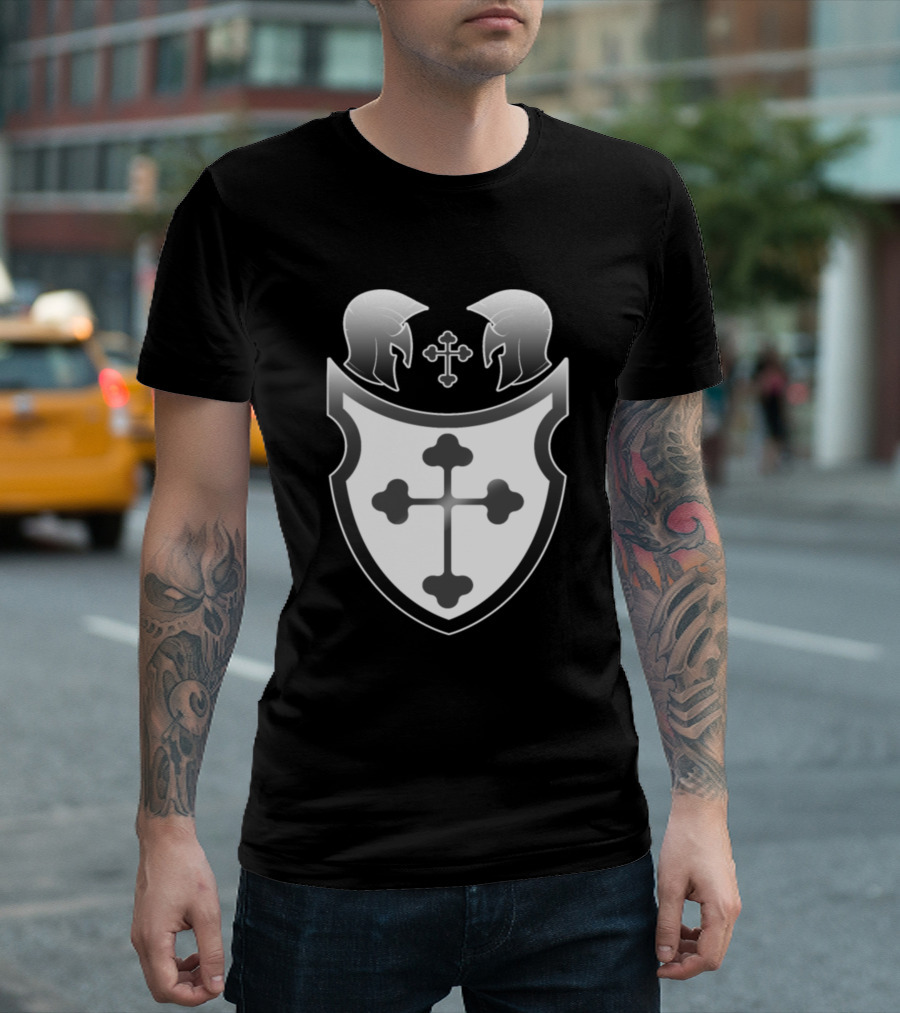 Knight Helmets Cross Shield Emblem T-Shirt