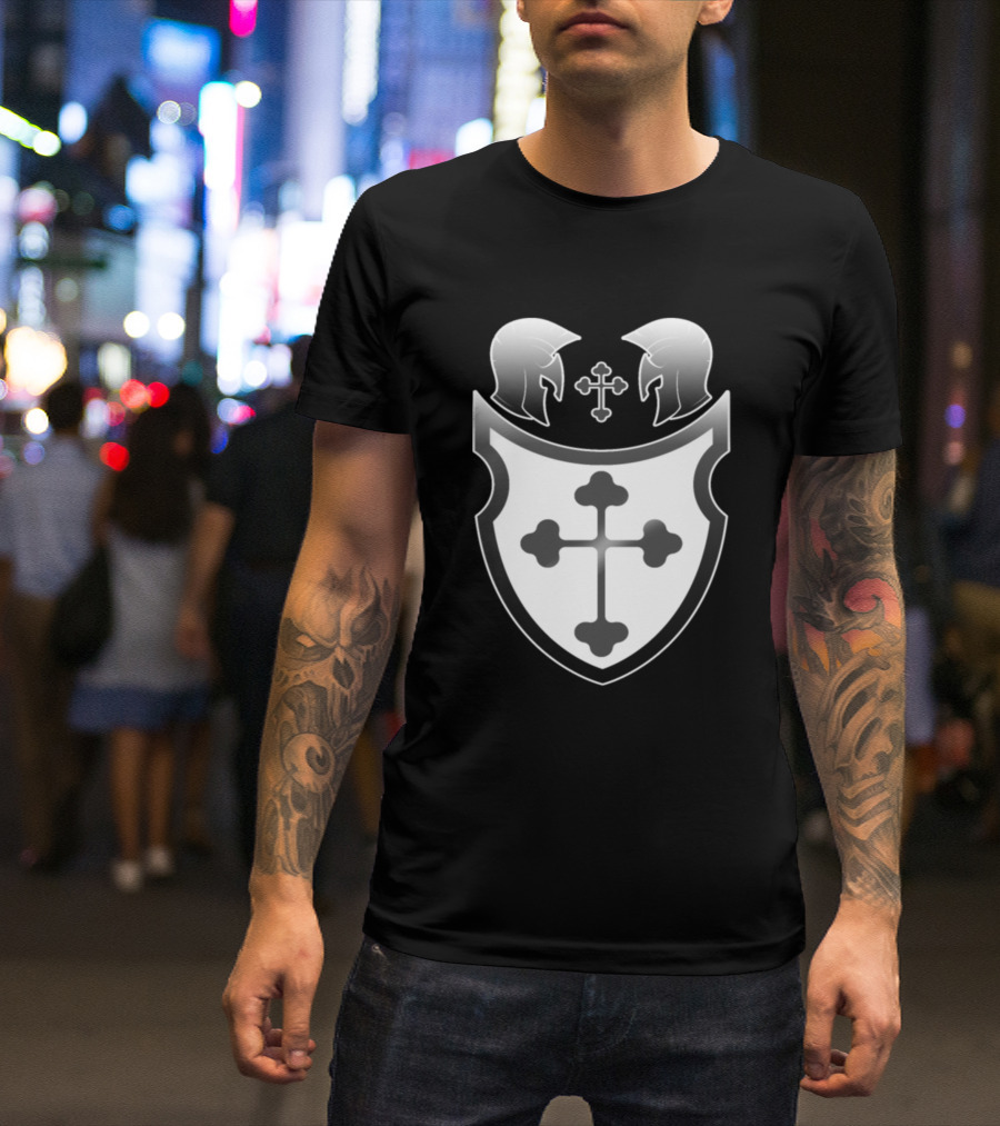 Knight Helmets Cross Shield Emblem T-Shirt