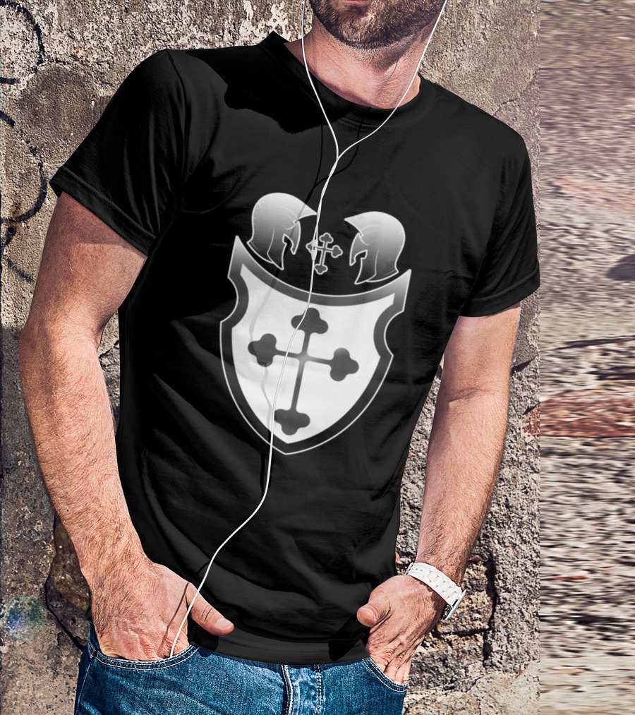 Knight Helmets Cross Shield Emblem T-Shirt