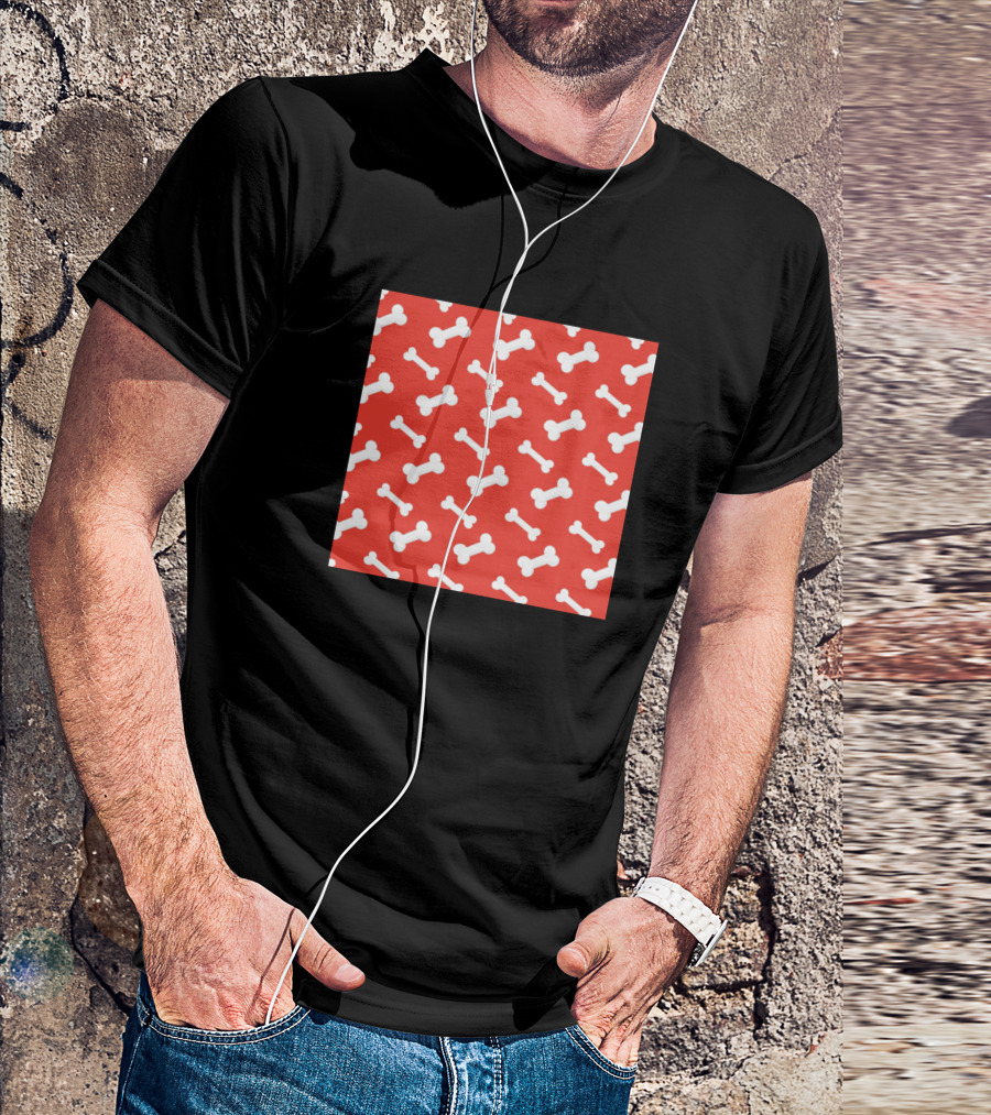 Neck Gaiter Red Dog Bones Puppy Pattern Neck Gator T-Shirt