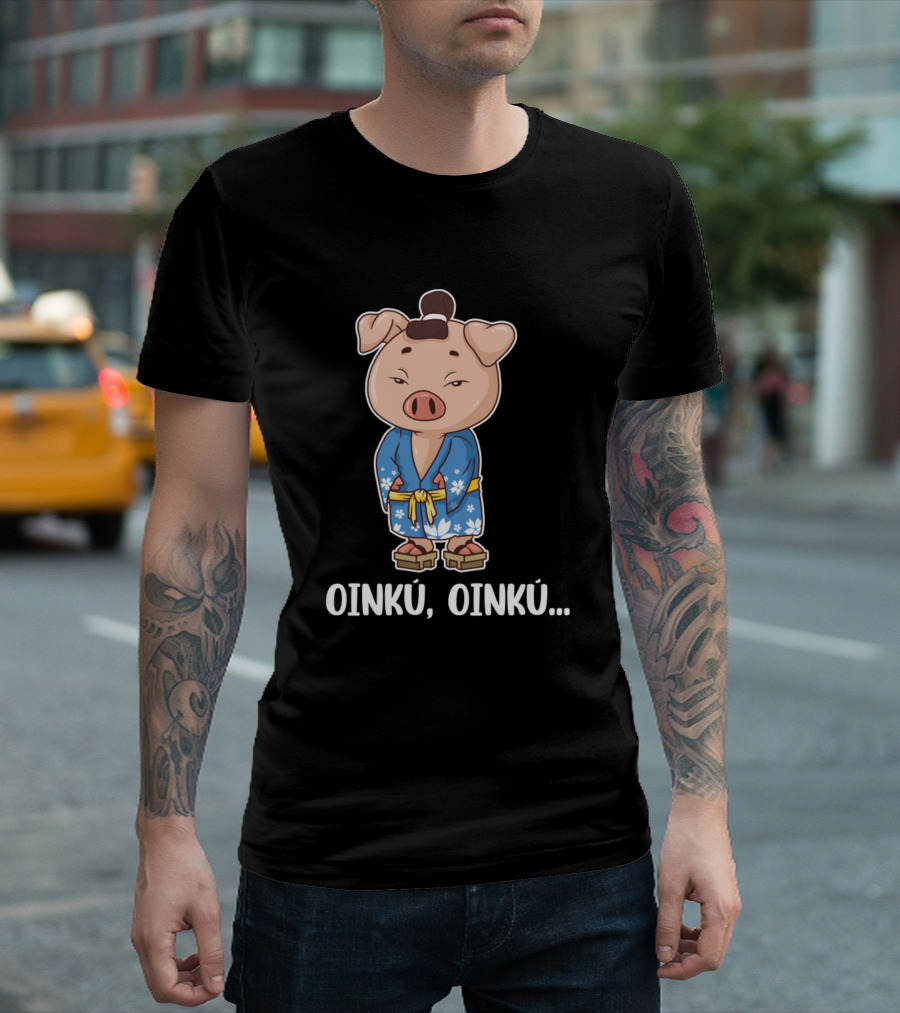 OINKU OINKU Japanese Pig Lover Farm Animal Kimono Character T-Shirt