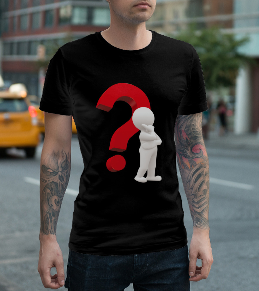 Question Mark Red Large Symbol White Figure T-Shirt