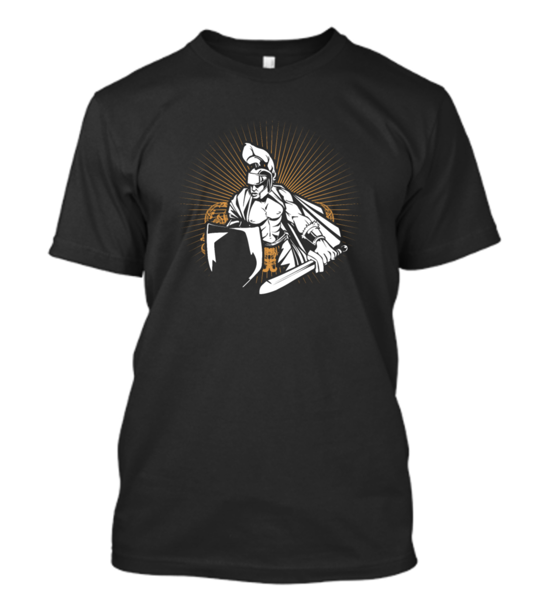 Roman Soldier Gladiator Warrior Shield Sword Armor Sunburst T-Shirt