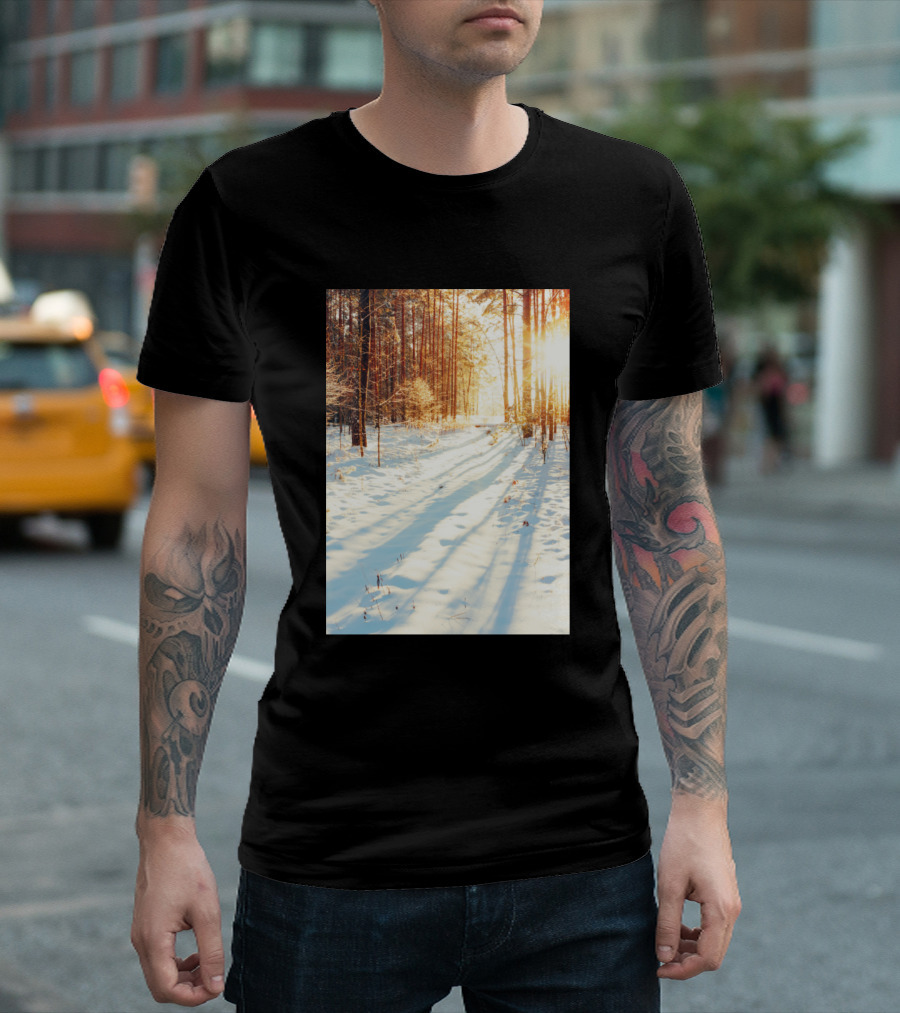 The Winter Forest Snowy Sunlit Path T-Shirt