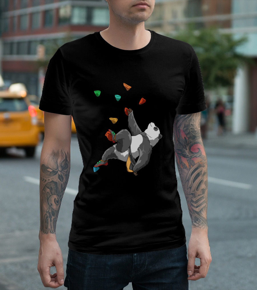 Panda Bouldering Rock Climbing Holds Adventure T-Shirt