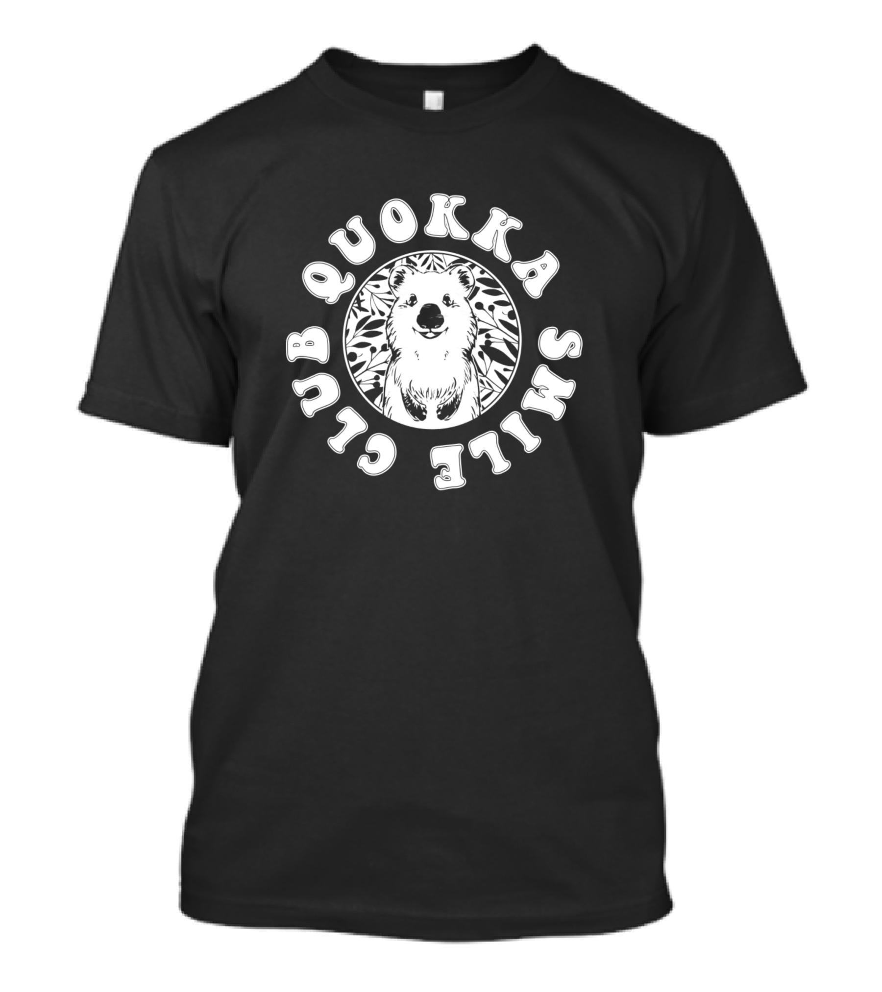 Quokka Smile Clube White Text With Quokka Emblem T-Shirt