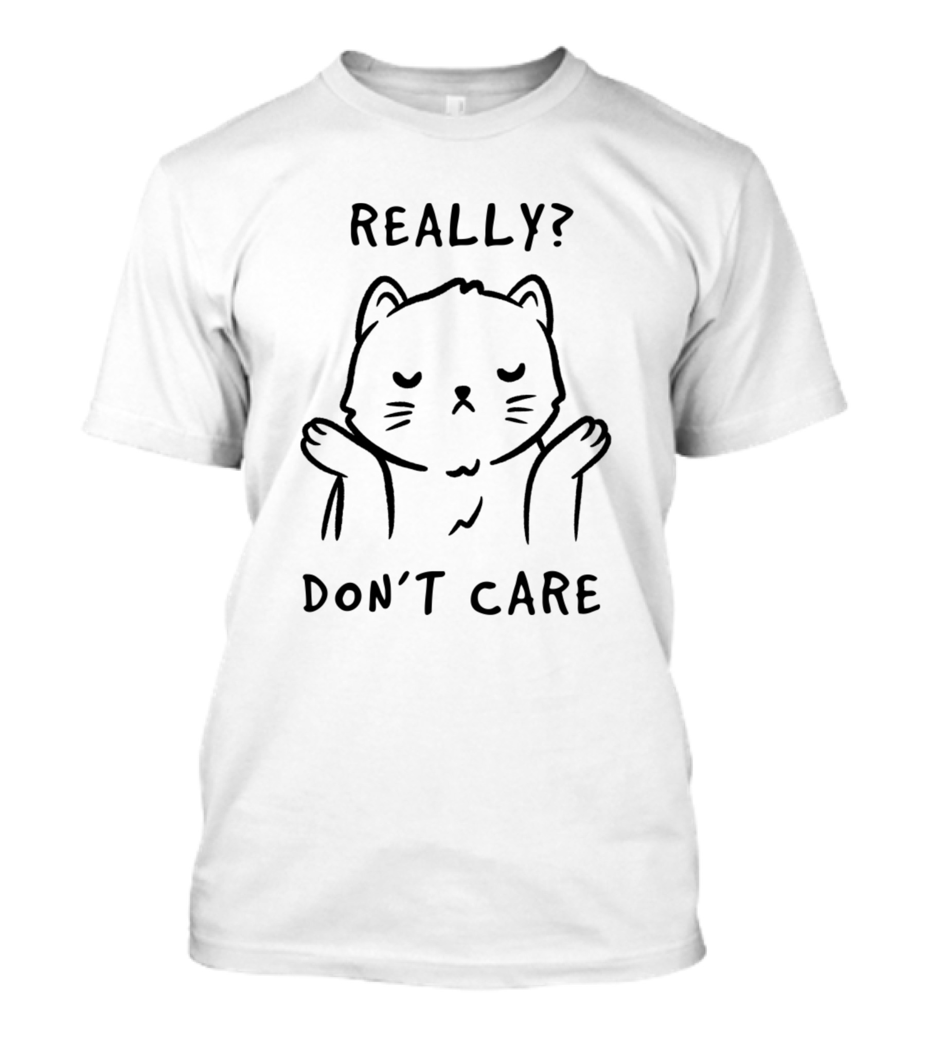 Really Don't Care Funny Cat Shrug T-Shirt