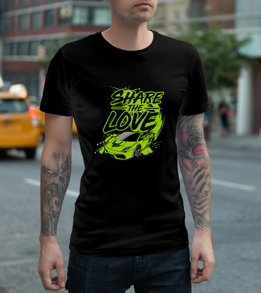 Share The Love Neon Sports Car Stephen Sharer T-Shirt