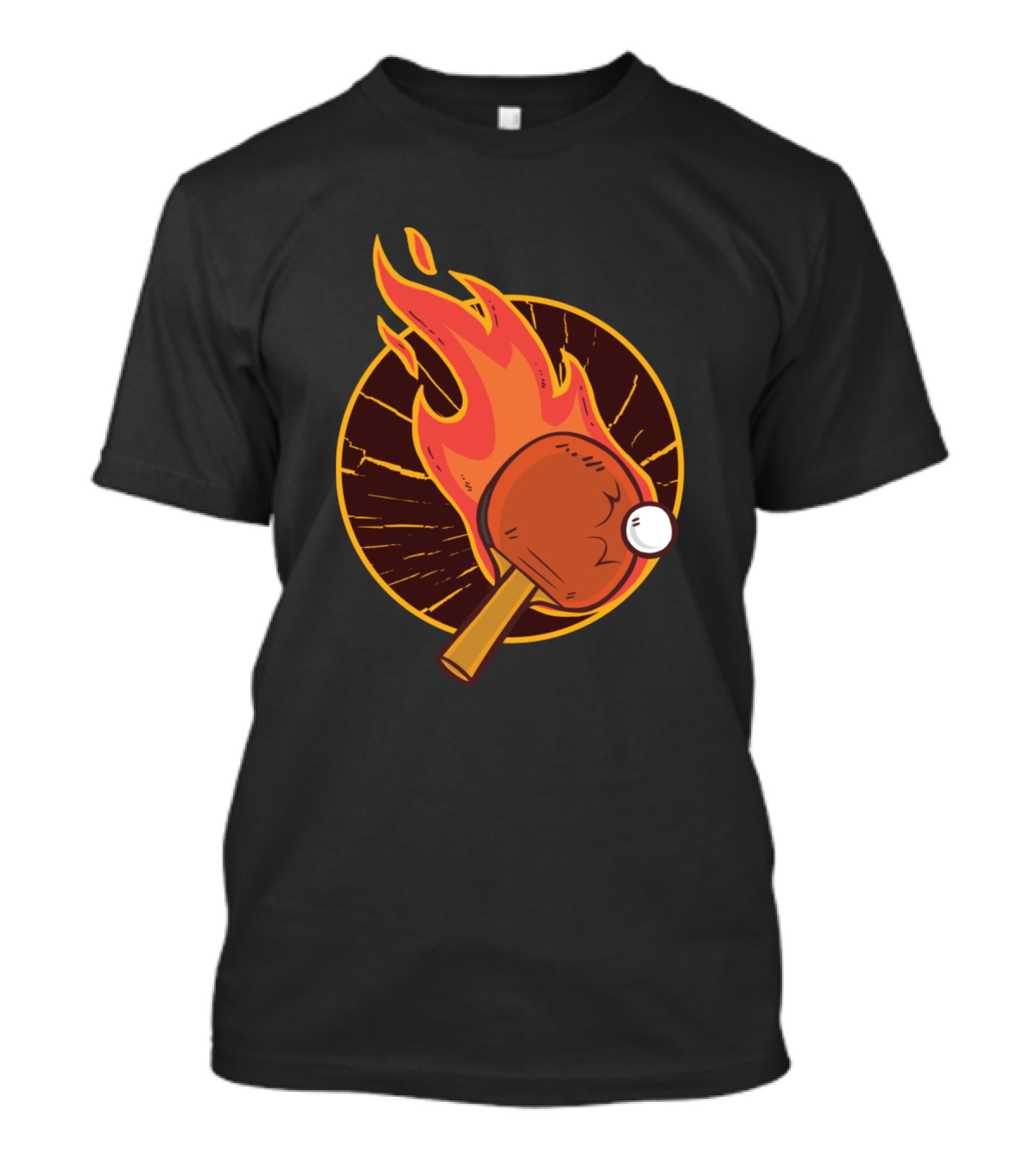 Flaming Table Tennis Paddle With Ball T-Shirt