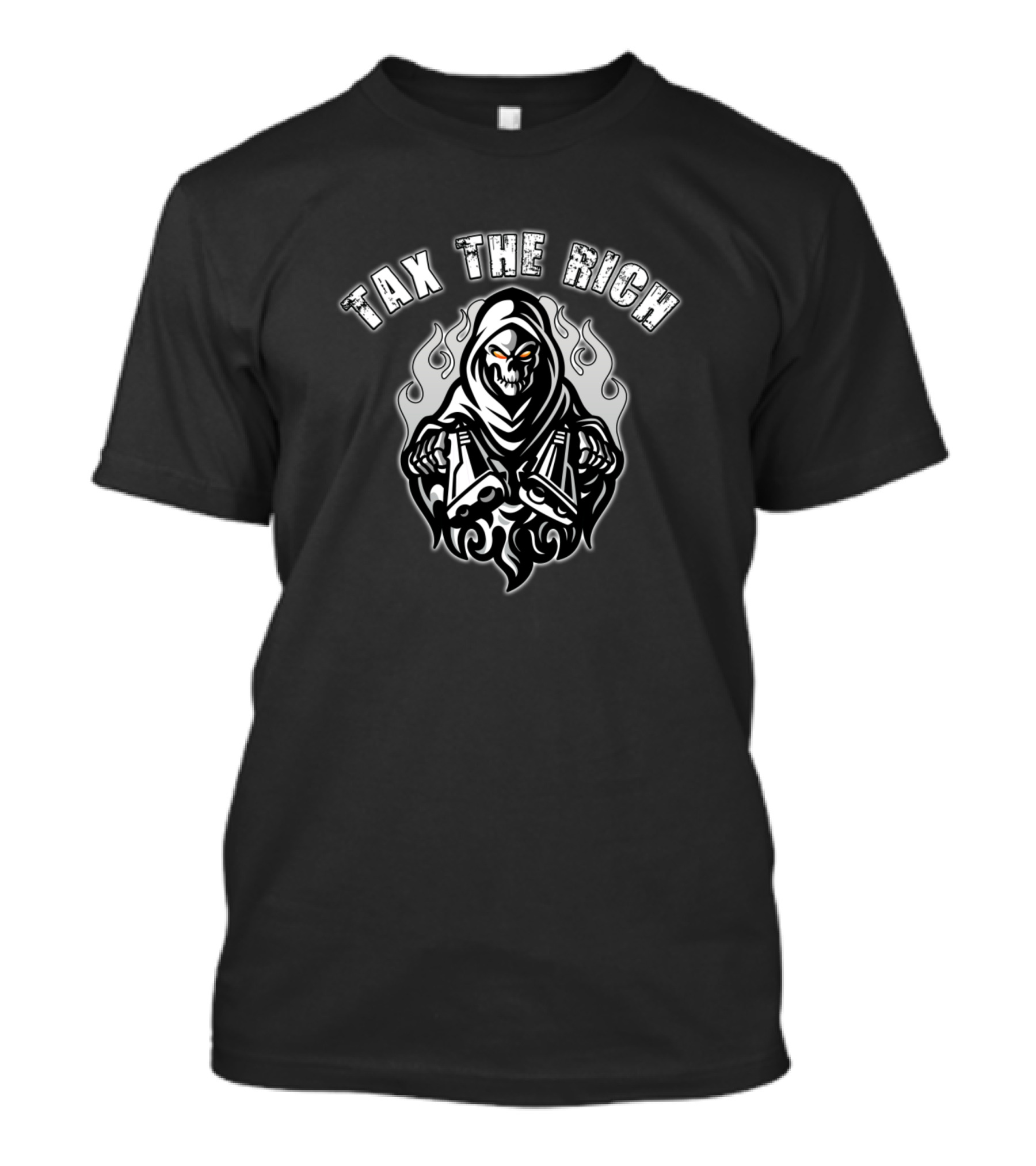 Tax The Rich Grim Reaper Flames T-Shirt