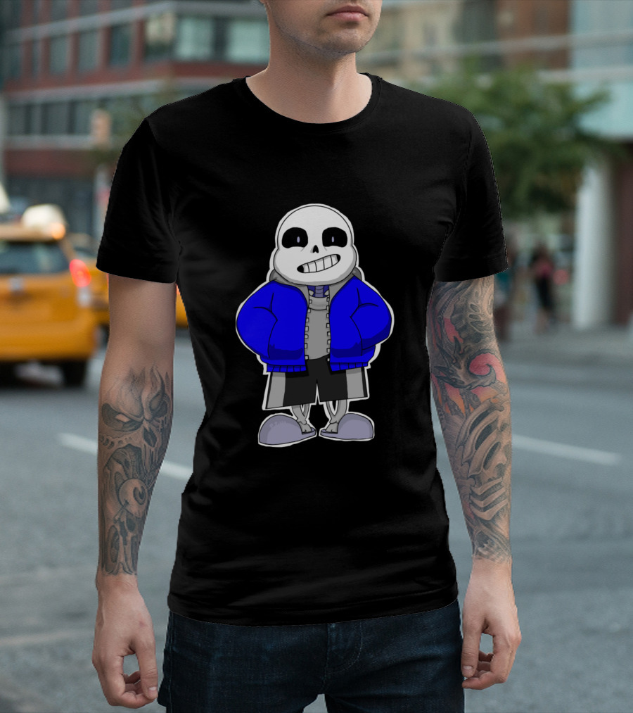 Sans From Undertale In Blue Jacket Skeleton Character T-Shirt