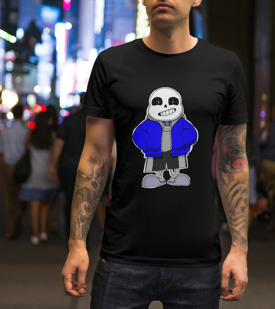 Sans From Undertale In Blue Jacket Skeleton Character T-Shirt