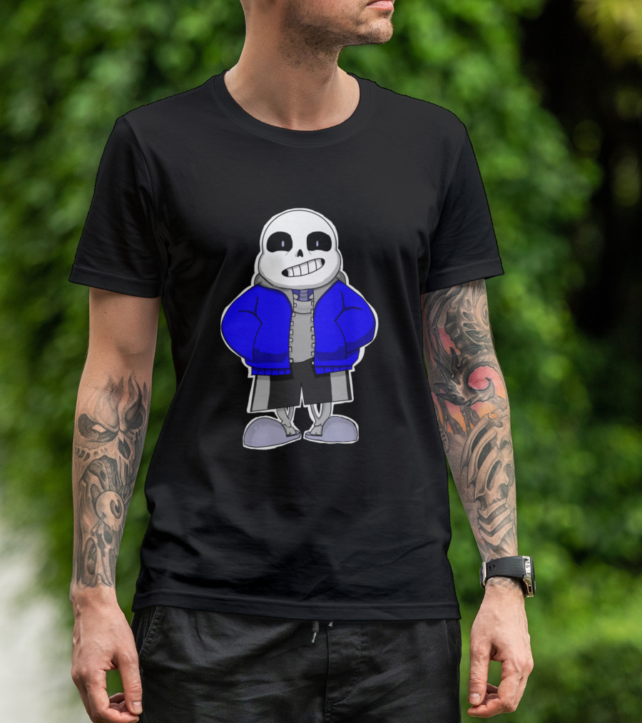 Sans From Undertale In Blue Jacket Skeleton Character T-Shirt