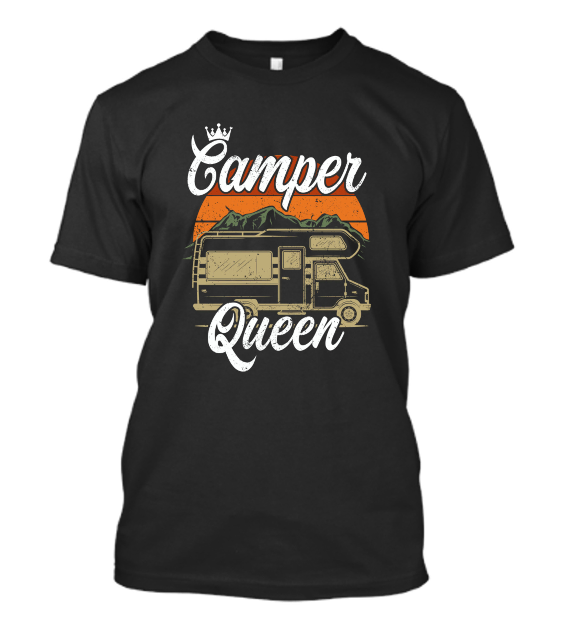 Camper Queen Vintage RV Funny Camping Retro Mountains T-Shirt
