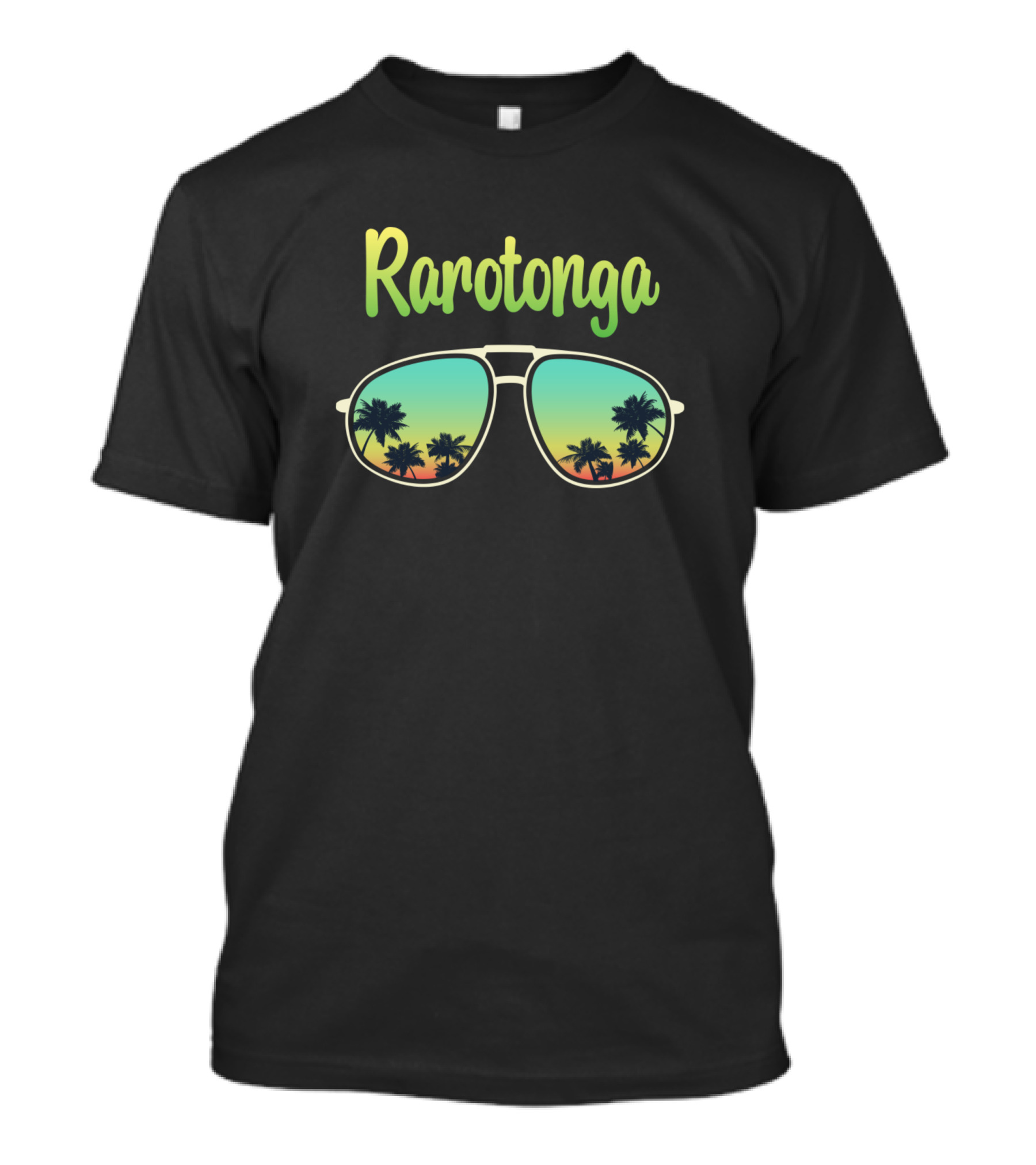 Rarotonga Palm Tree Sunglasses Tropical Beach Scene T-Shirt