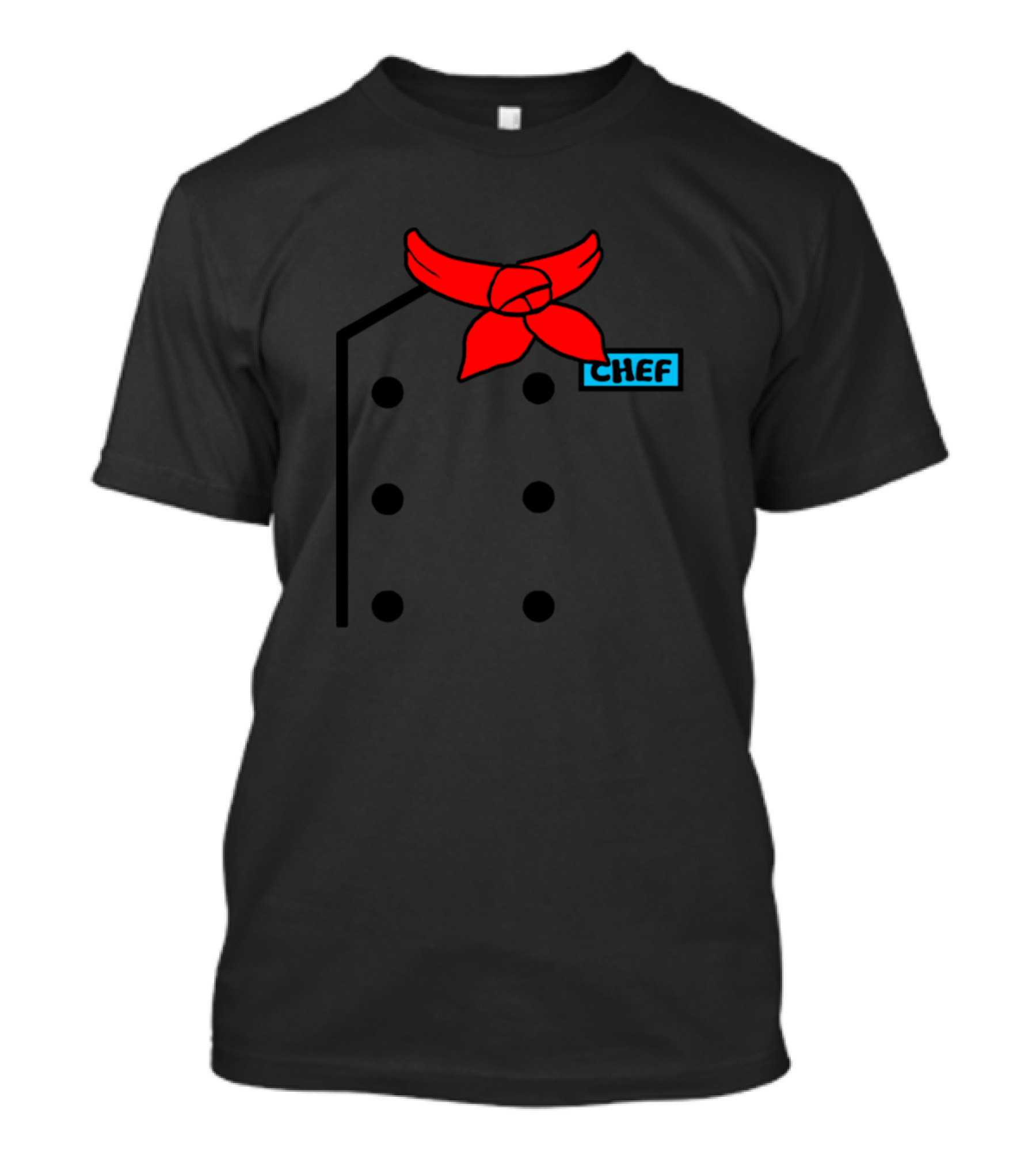 Chef Uniform With Red Scarf And Button T-Shirt
