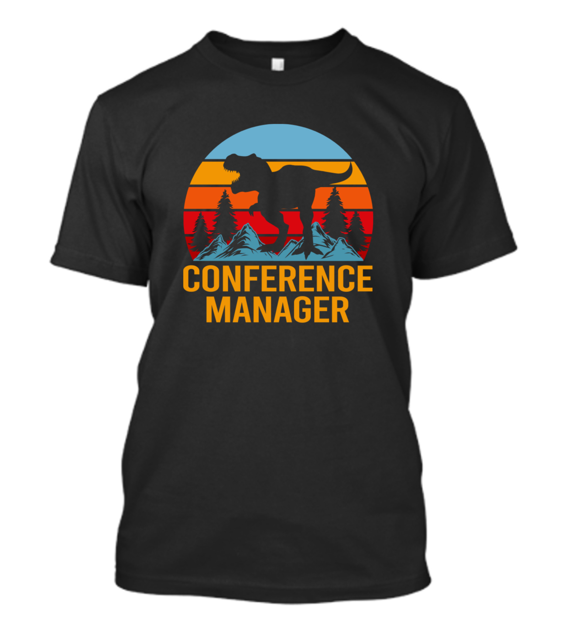CONFERENCE MANAGER DINOSAUR SUNSET MOUNTAINS T-Shirt
