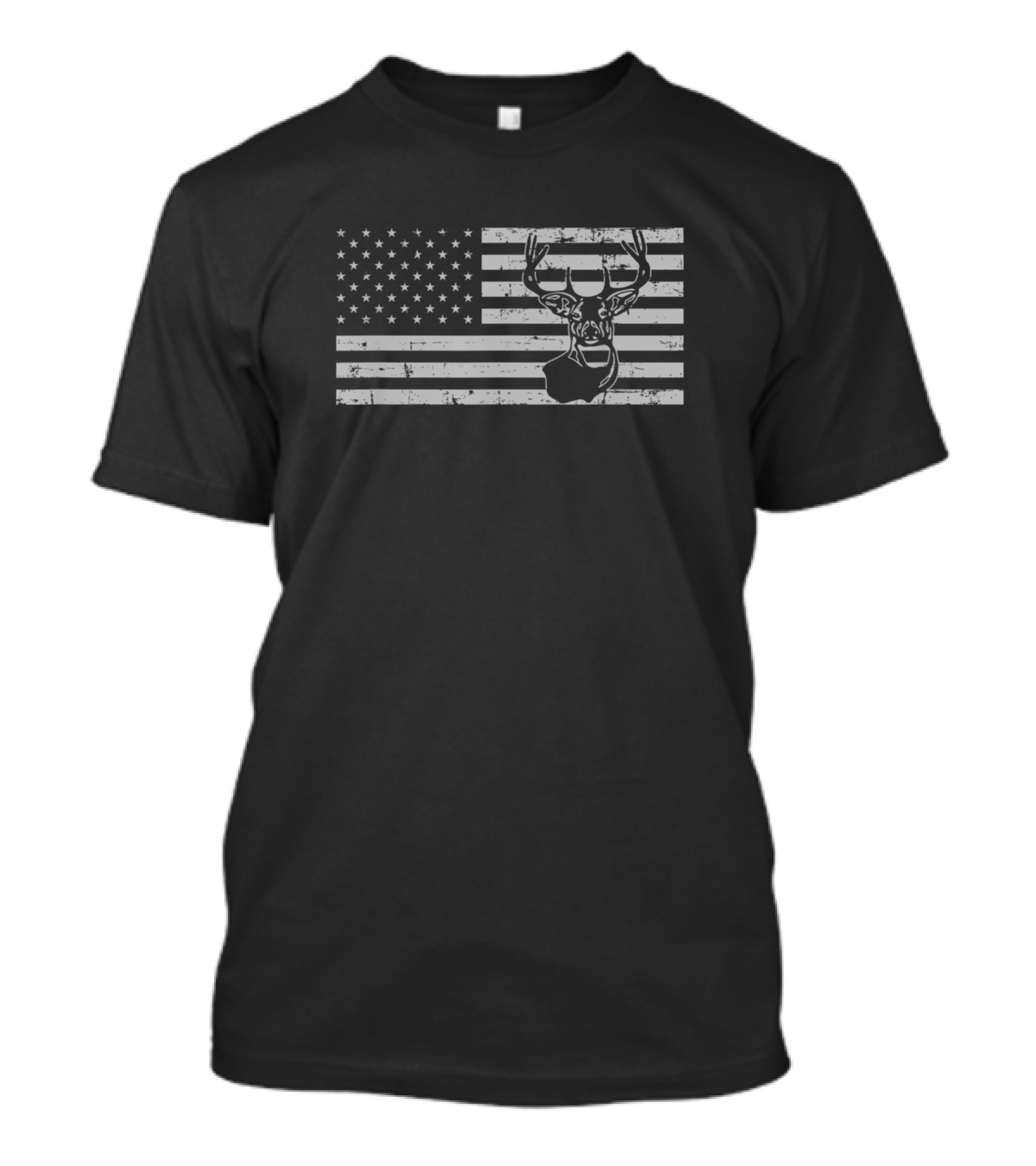 Patriotic USA Flag With Deer Antlers For Hunters T-Shirt