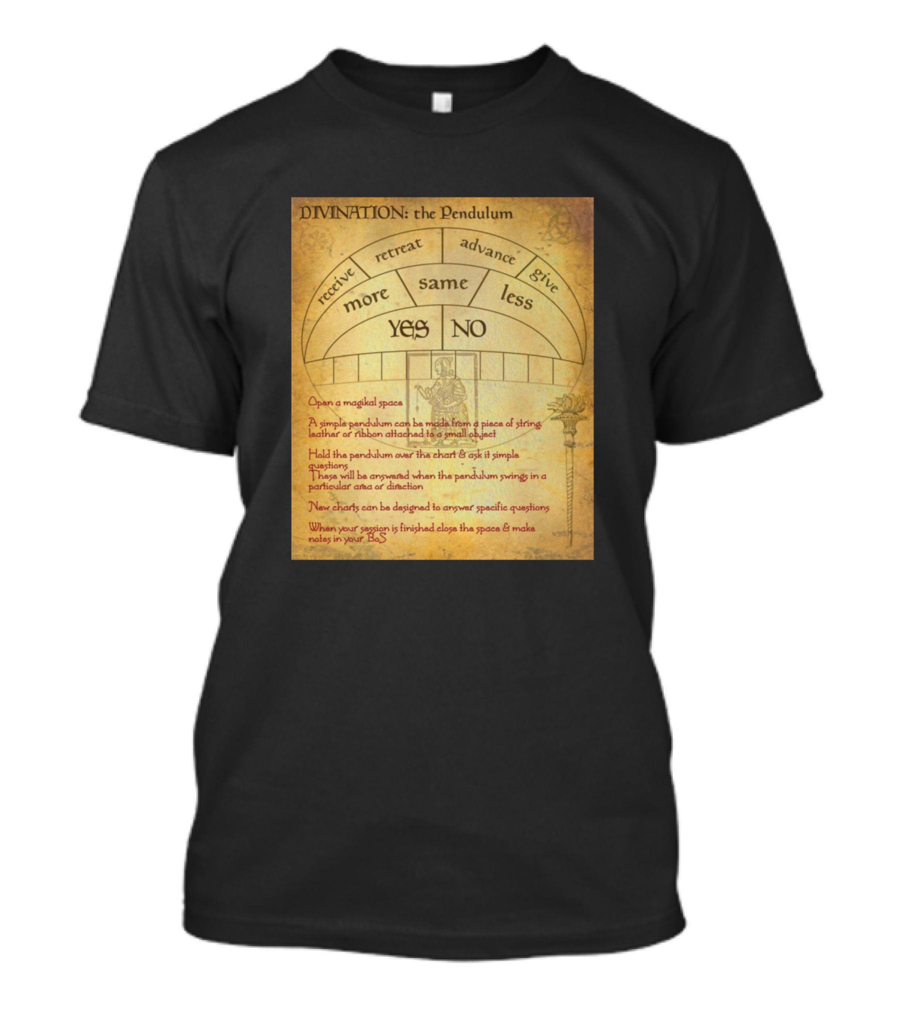 Divination The Pendulum Yes No Chart Instructions Spiritual Guide T-Shirt