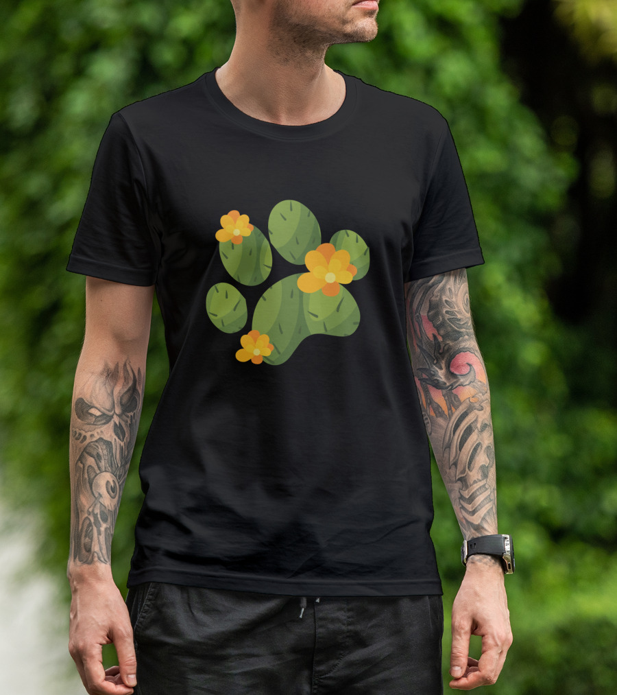 Dogs Paw Flower Succulent Cactus Mix T-Shirt