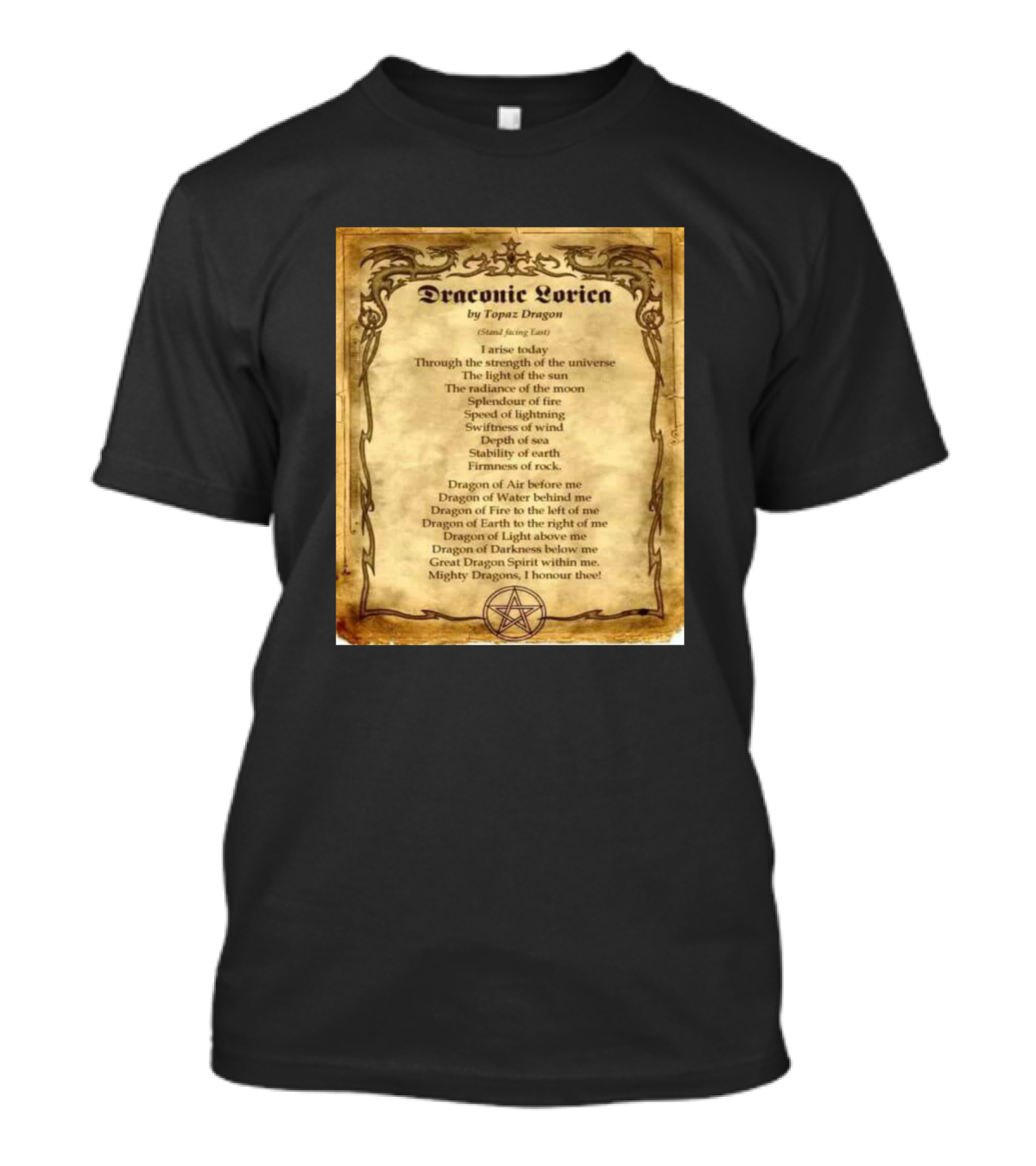 Draconic Lorica By Topaz Dragon Harmony Elements Pentagram Ferris Today Universe T-Shirt