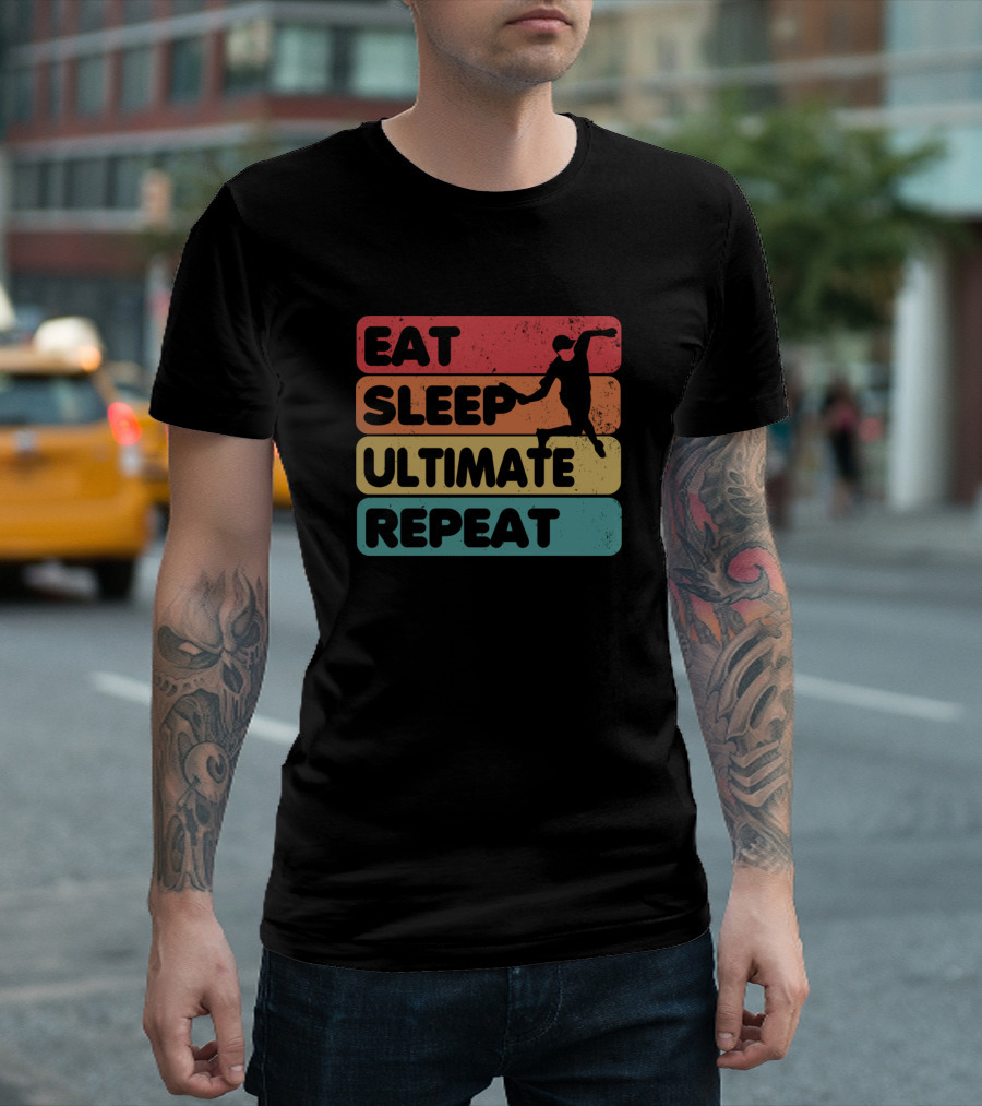 Eat Sleep Ultimate Repeat Vintage Retro Disc Golf T-Shirt