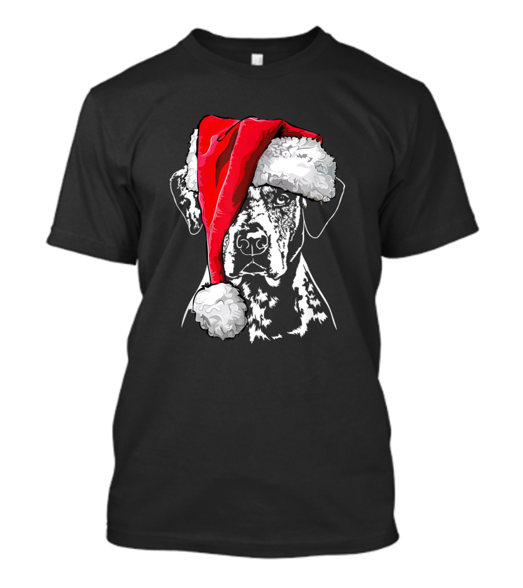 Catahoula Leopard Dog Wearing Santa Hat Funny Christmas Humor T-Shirt