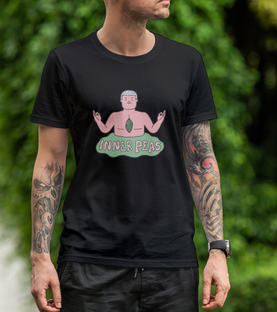 Inner Peas Meditating Buddha With Pea Pod Humor T-Shirt