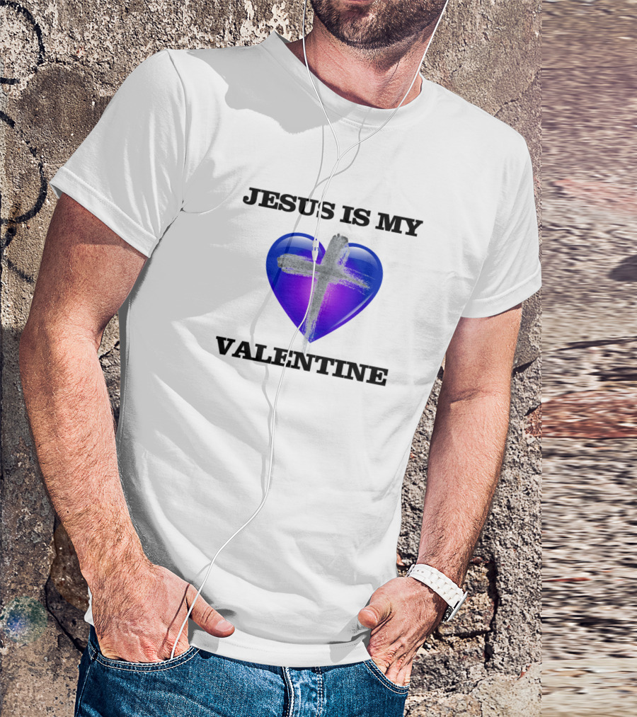 Jesus Is My Valentine Ash Cross Heart T-Shirt