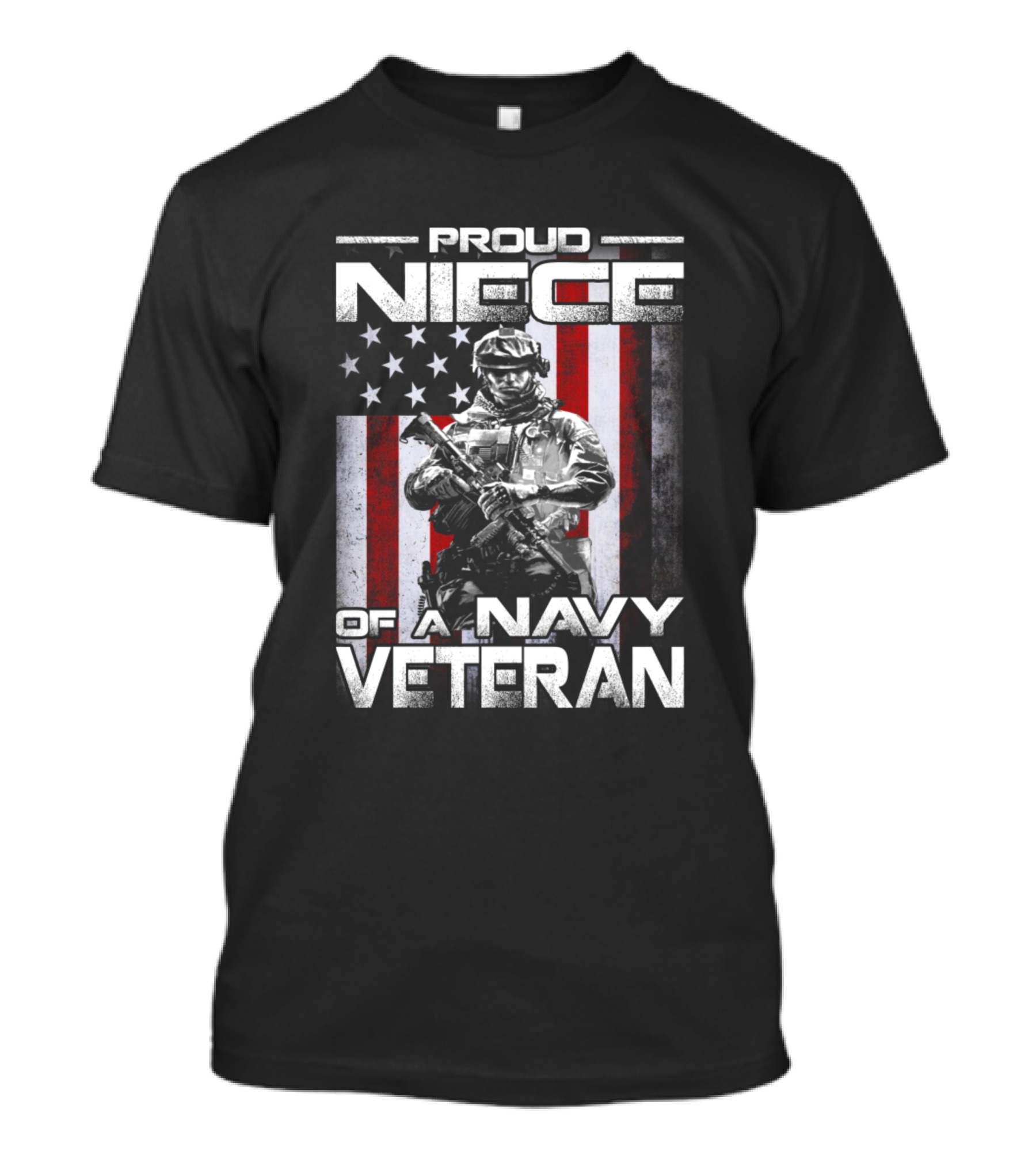 Proud Niece Of A Navy Veteran With American Flag And Soldier T-Shirt