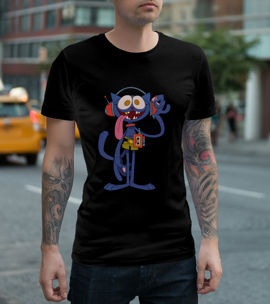 Radio Cat Retro Headphone Cassette Player Cartoon T-Shirt