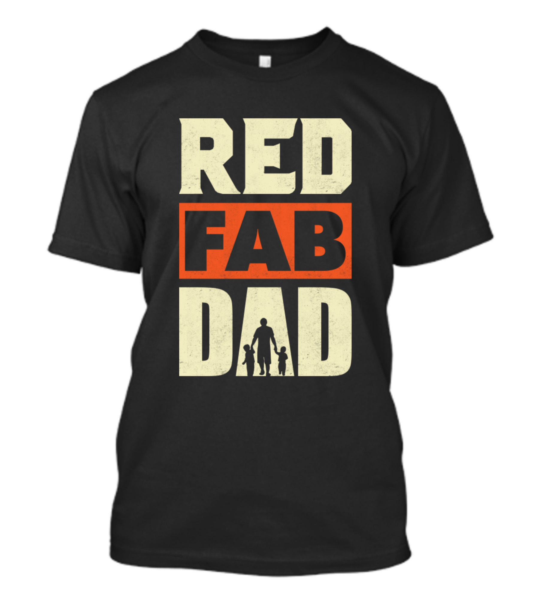 Red Fab Dad Silhouette With Children T-Shirt