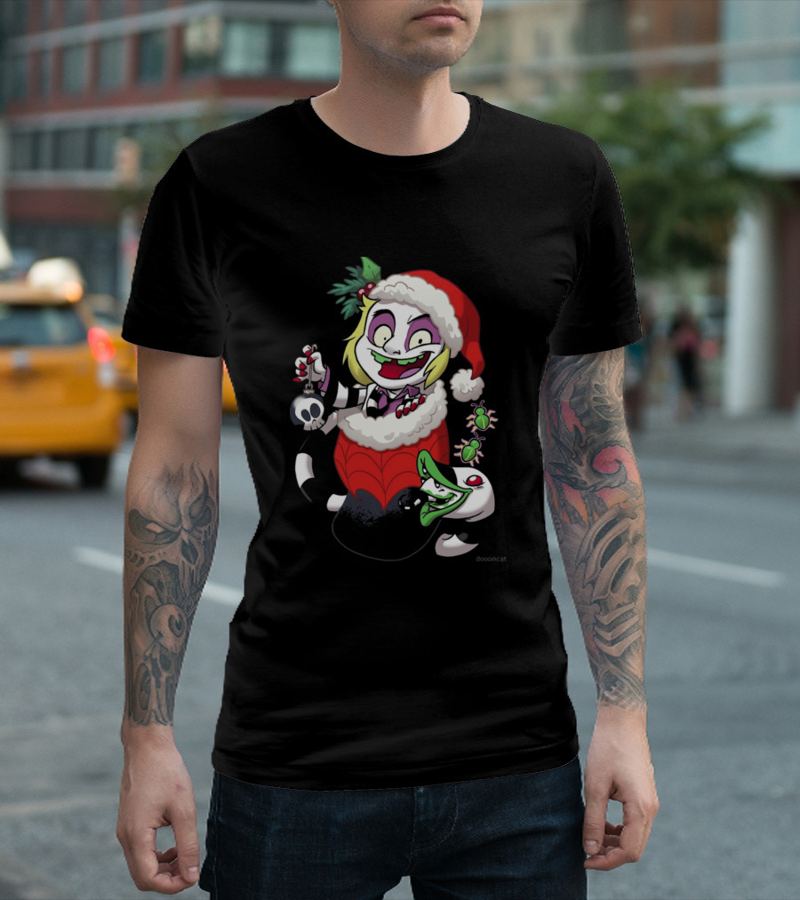 Stocking Stuffer Juice Creepy Christmas Skeleton Snake Santa Hat Spiders T-Shirt